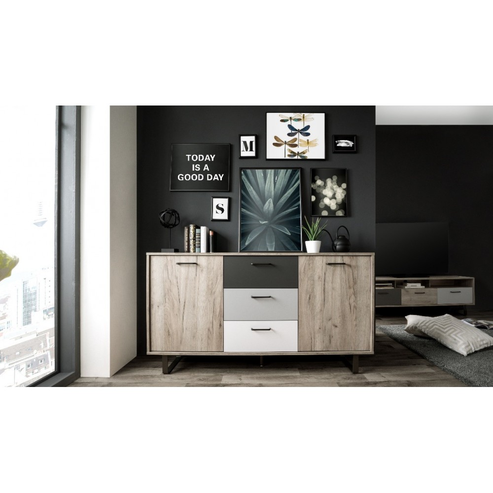 Credenza 2 ante e 3 cassetti Orlando 4 colore rovere