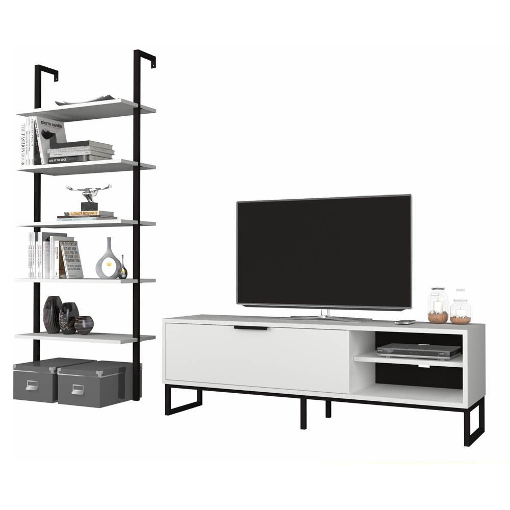 Parete attrezzata porta tv e libreria Way colore bianco