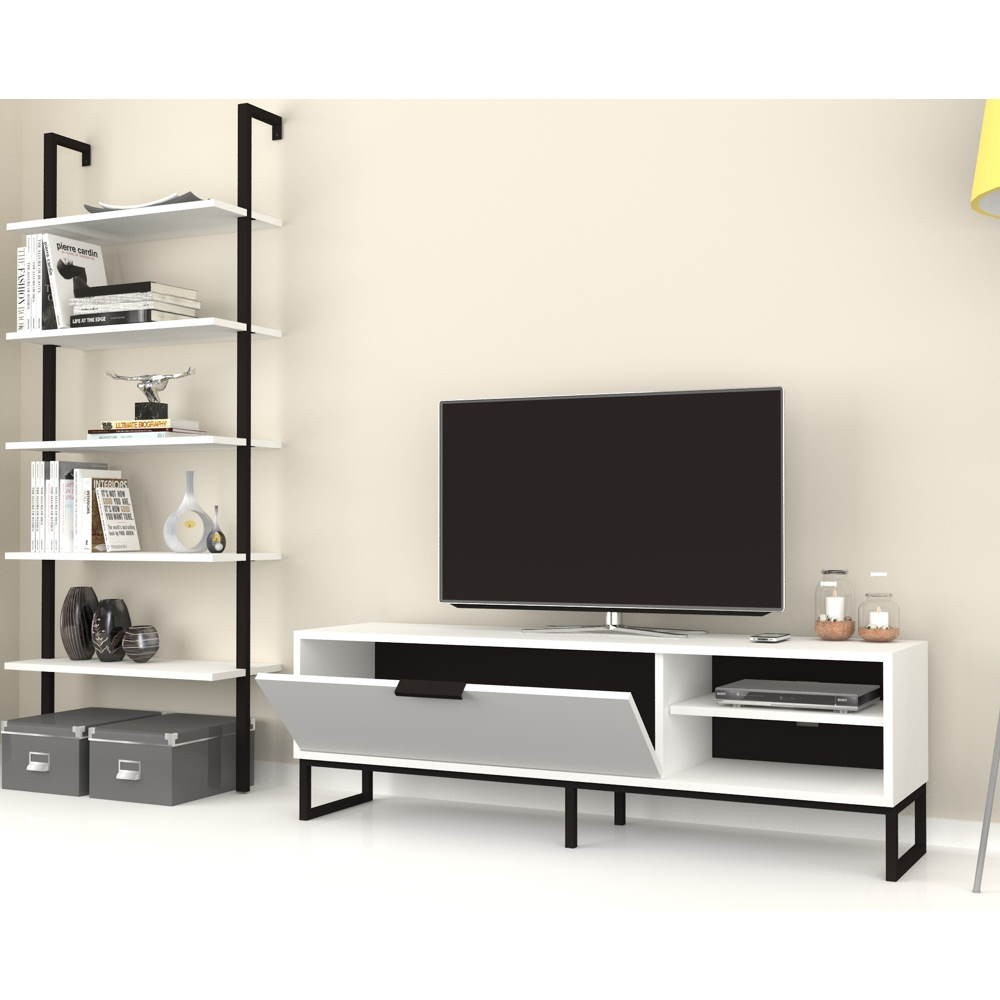 Parete attrezzata porta tv e libreria Way colore bianco