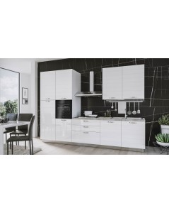 Cucina 330 cm Ade bianco lucido con elettrodomestici