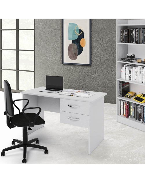 Scrivania due cassetti Tiffany 119x64x75h cm colore bianco frassinato