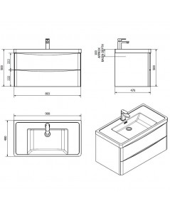 Mobile Bagno Sospeso Lesina 90x48x55 Colore Bianco Lucido Prezzo