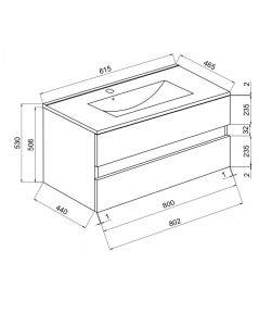 Mobile Bagno Sospeso Bracciano 81,5x46,5x53 H Colore Rovere Fumo