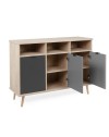 Credenza Epik51 con 3 ante 120x40x88,3 colore rovere antracite grigio