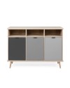 Credenza Epik51 con 3 ante 120x40x88,3 colore rovere antracite grigio