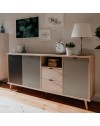 Credenza Epik52 con 3 ante 2 cassetti 180x40x88,3 colore rovere antracite grigio