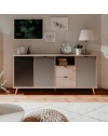 Credenza Epik52 con 3 ante 2 cassetti 180x40x88,3 colore rovere antracite grigio