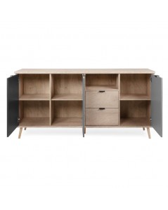 Credenza Epik 52 3 Ante 2 Cassetti 180x40x88,3 Rovere Antracite Grigio