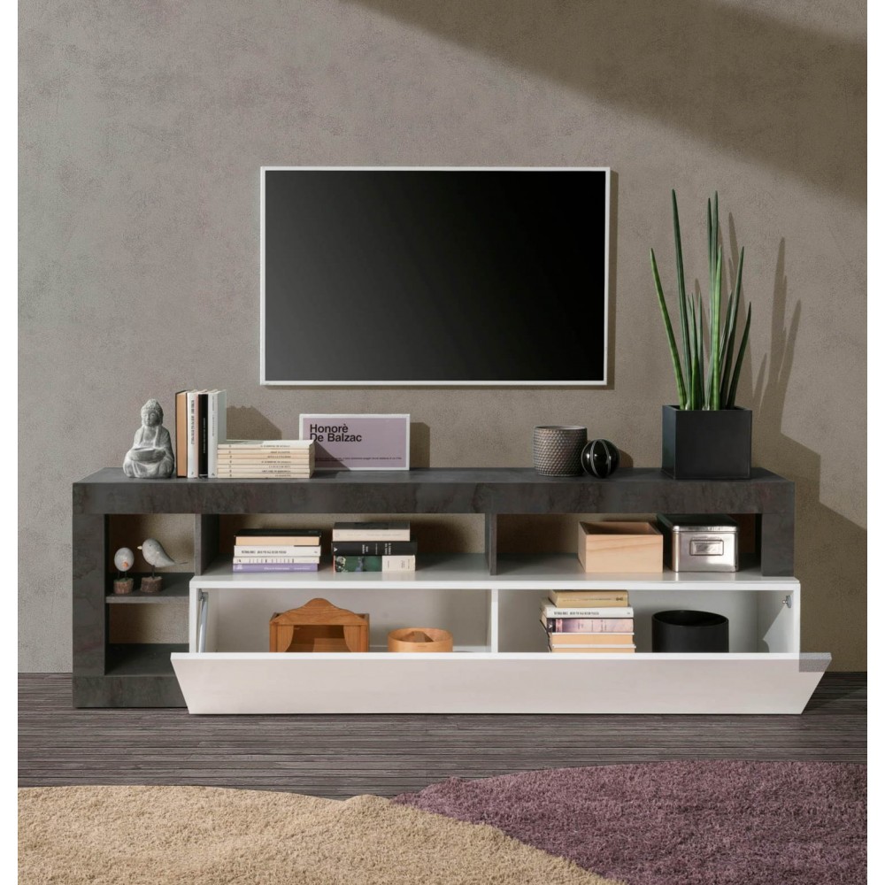 Porta TV Mogol 184x42x58H colore bianco lucido ossido