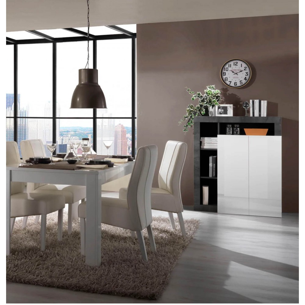 Credenza Mogol 108x42x127H colore bianco lucido ossido