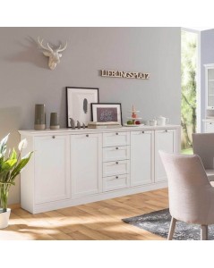 Credenza Landwood 52 colore bianco 4 ante e 4 cassetti