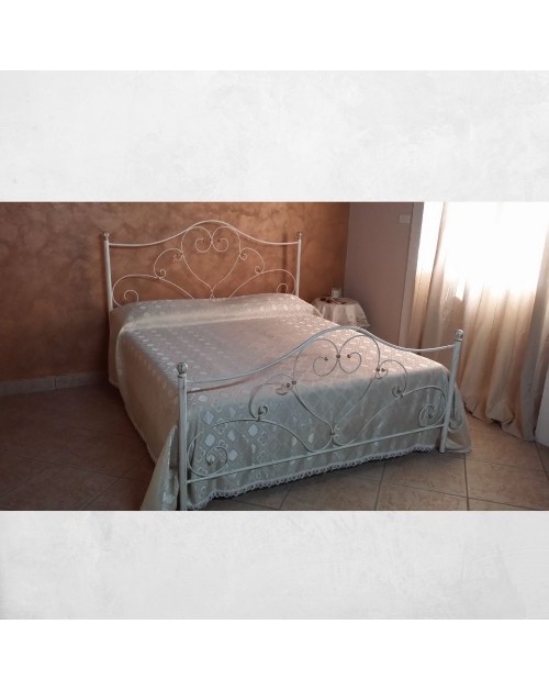 Letto matrimoniale ferro battuto bianco opaco Silene